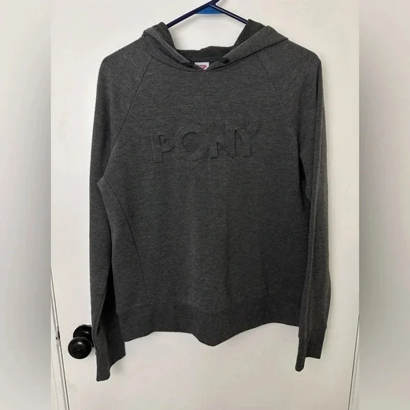 PONY Women’s Soft Pullover Gray Hooded Sweatshirt Large #1292 - Picture 2 of 5